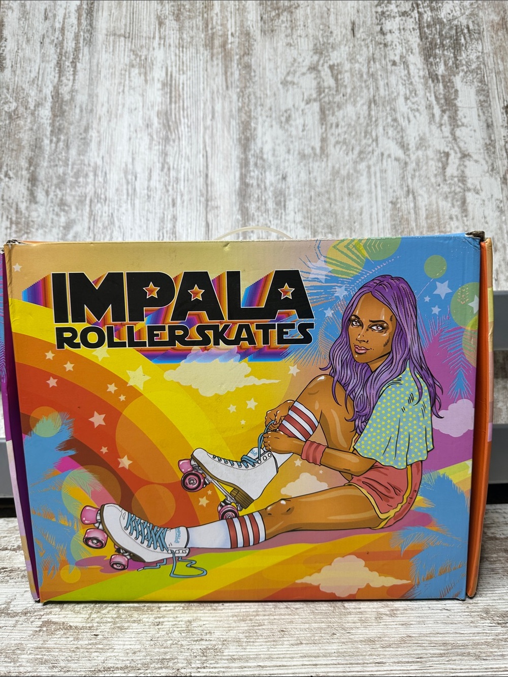 Impala Sidewalk Quad Roller Skates Vegan Leather Pink Yellow Kids Sz 6 (girls)